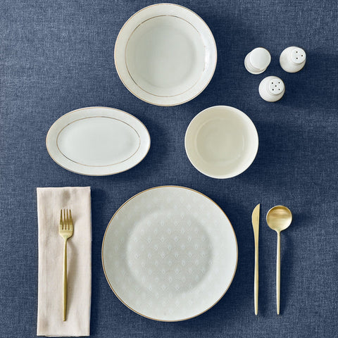 Karaca Elegance Bone Mandarin Service de table 53 pièces pour 12 personnes Or