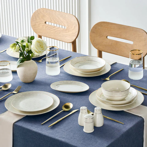 Karaca Elegance Bone Mandarin Service de table 53 pièces pour 12 personnes Or