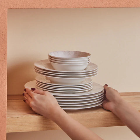 Karaca Forever Bone China New Olio – Service de Table 53 Pièces pour 12 Personnes, Blanc