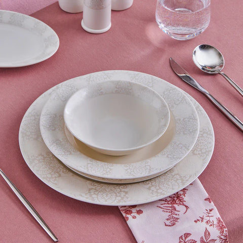Karaca Forever Bone China New Olio – Service de Table 53 Pièces pour 12 Personnes, Blanc