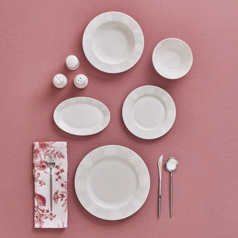 Karaca Forever Bone China New Olio – Service de Table 53 Pièces pour 12 Personnes, Blanc