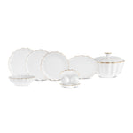 Karaca Fine Pearl Extra Shell Service de Table 55 pièces pour 12 personnes Or
