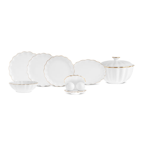 Karaca Fine Pearl Extra Shell Service de Table 55 pièces pour 12 personnes Or