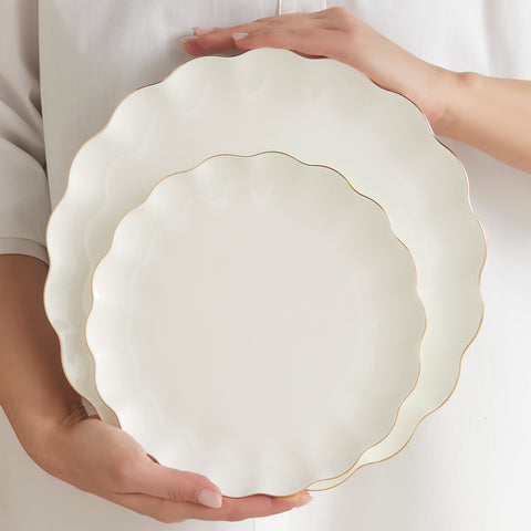 Karaca Fine Pearl Extra Shell Service de Table 55 pièces pour 12 personnes Or