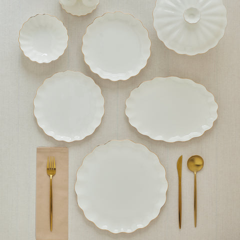 Karaca Fine Pearl Extra Shell Service de Table 55 pièces pour 12 personnes Or