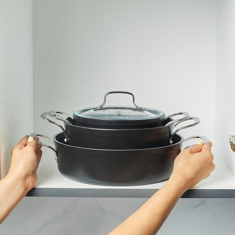 Karaca Biogranit Power-Inox Monet – Batterie de cuisine 8 pièces Noir