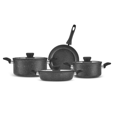 Karaca Nebula – Set De Batterie de Cuisine 7 Pièces, Granité, Induction, Noir