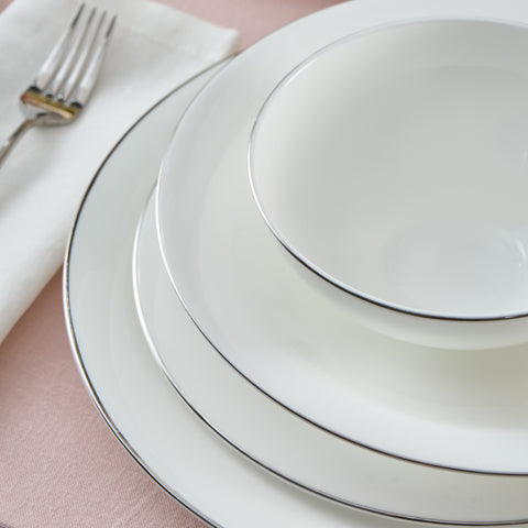 Karaca Fine Pearl Extra Argento Platin Service De Table 55 Pièces Pour 12 Personnes