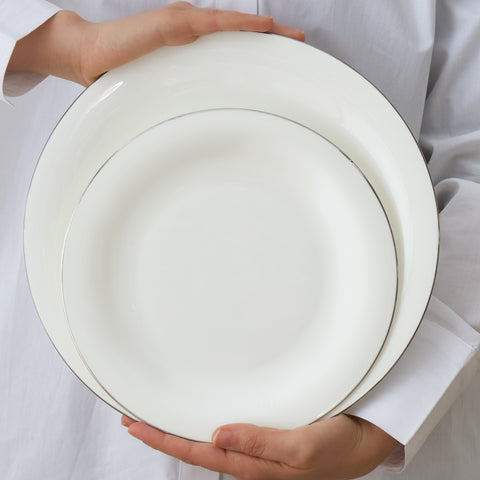 Karaca Fine Pearl Extra Argento Platin Service De Table 55 Pièces Pour 12 Personnes