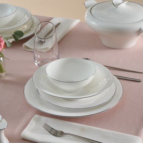 Karaca Fine Pearl Extra Argento Platin Service De Table 55 Pièces Pour 12 Personnes