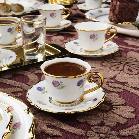 Ensemble de Tasses à Café Karaca Royal Bone Diana pour 6 Personnes, 90 ml