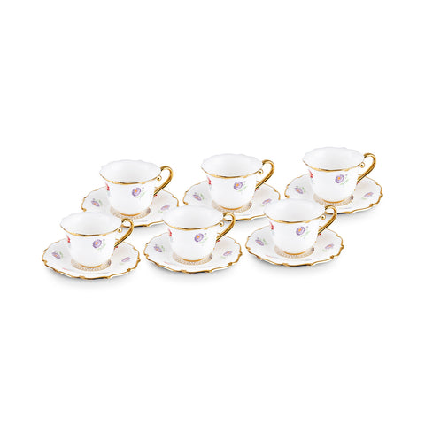 Ensemble de Tasses à Café Karaca Royal Bone Diana pour 6 Personnes, 90 ml