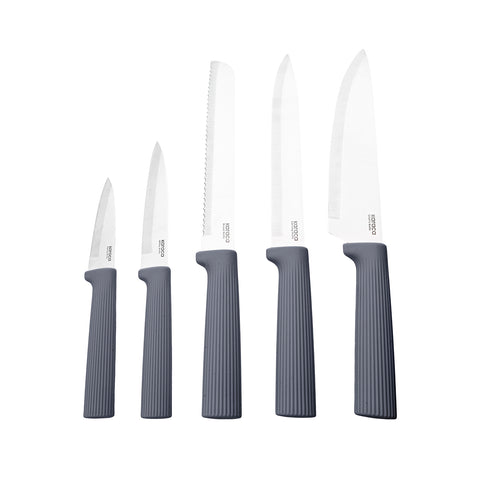 Karaca Massimo Set de couteaux, couverts et planche à découper, gris