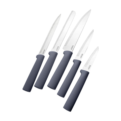 Karaca Massimo Set de couteaux, couverts et planche à découper, gris