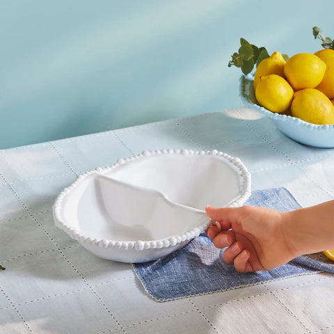 Karaca Perla – Coupelle à snacks ovale compartimentée en mélamine 33 cm, blanc
