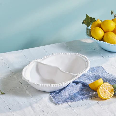 Karaca Perla – Coupelle à snacks ovale compartimentée en mélamine 33 cm, blanc