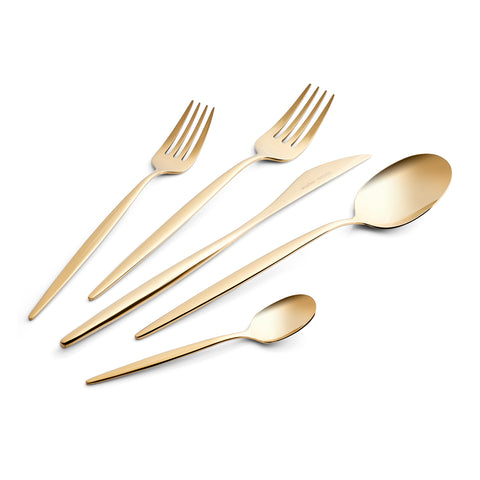 Karaca Lizbon Ensemble de Couverts 30 Pièces pour 6 Personnes – Doré