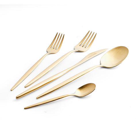 Karaca Lizbon Or Mat Coffret de Couverts 30 Pièces pour 6 Personnes
