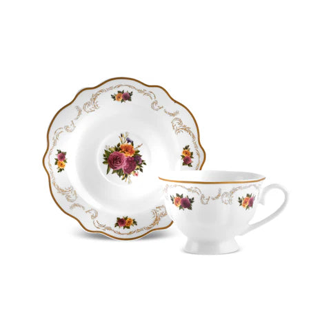 Karaca Forever Bone Antique Gold Ensemble De Petit-Déjeuner 26 Pièces