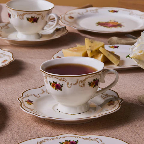 Karaca Forever Bone Antique Gold Ensemble De Petit-Déjeuner 26 Pièces