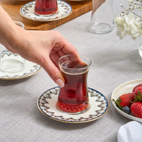 Karaca Florus Service à thé 12 pièces pour 6 personnes