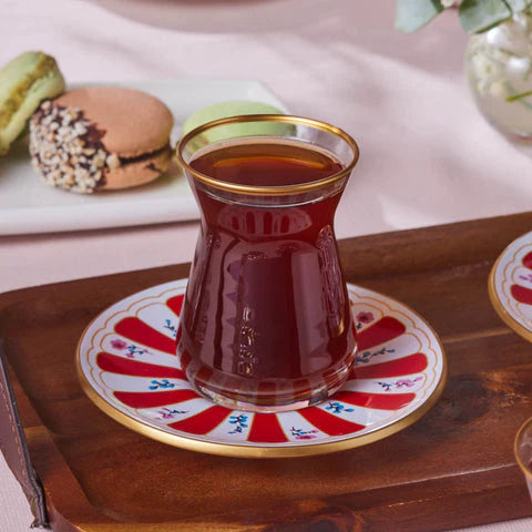 Verre à Thé Karaca Bursa, 12 Pièces, Rouge