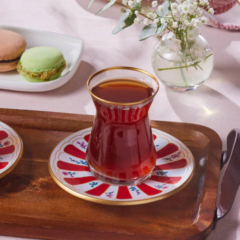 Verre à Thé Karaca Bursa, 12 Pièces, Rouge