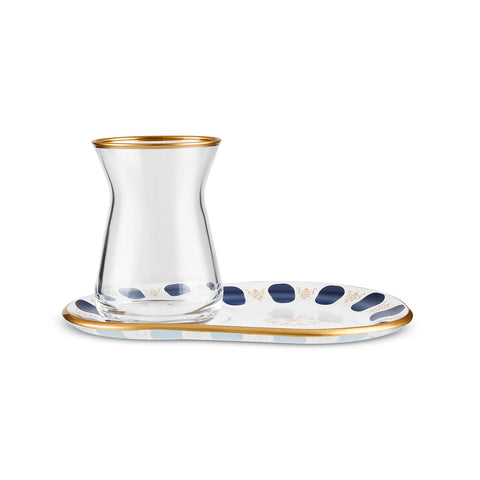Karaca Belem Bleu marine Ensemble de verres à thé 12 pièces