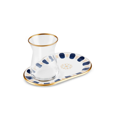 Karaca Belem Bleu marine Ensemble de verres à thé 12 pièces