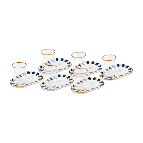 Karaca Belem Bleu marine Ensemble de verres à thé 12 pièces