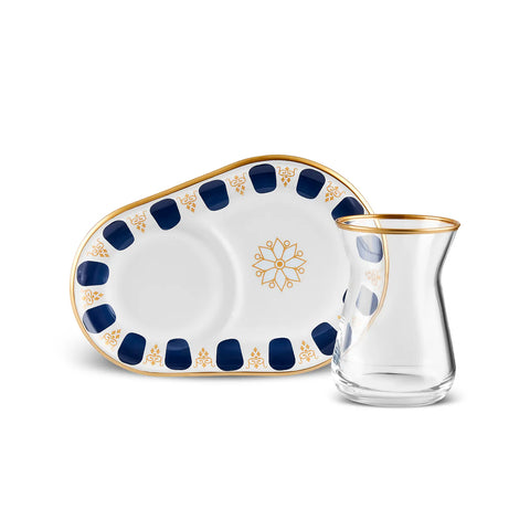 Karaca Belem Bleu marine Ensemble de verres à thé 12 pièces