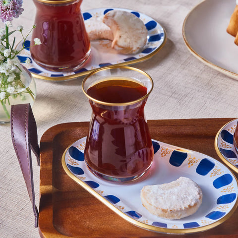 Karaca Belem Bleu marine Ensemble de verres à thé 12 pièces