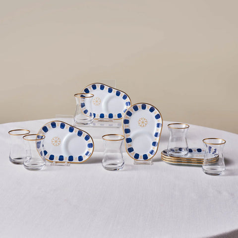Karaca Belem Bleu marine Ensemble de verres à thé 12 pièces