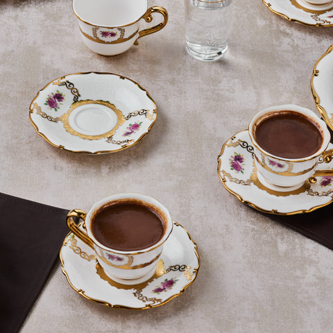 Ensemble de Tasses à Café Karaca Royal Bone Elizabeth pour 6 Personnes, 90 ml