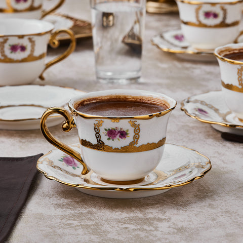 Ensemble de Tasses à Café Karaca Royal Bone Elizabeth pour 6 Personnes, 90 ml