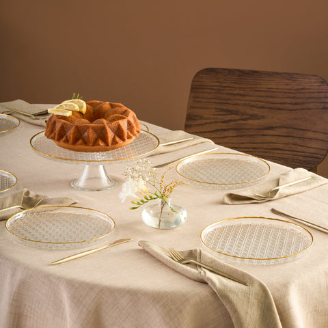 Karaca Rattan, Service à Gâteau 7 pièces, Or