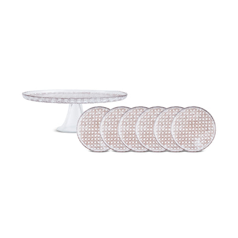 Karaca Rattan, Service à Gâteau 7 pièces, Gris