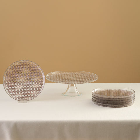 Karaca Rattan, Service à Gâteau 7 pièces, Gris