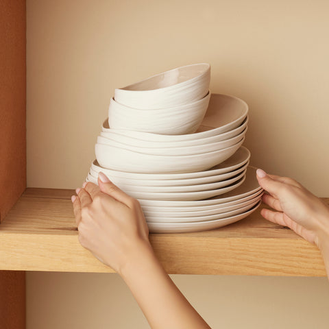 Karaca Earth Collection Rise Service de Table 55 Pièces pour 12 Personnes, Cream