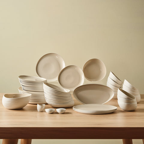 Karaca Earth Collection Rise Service de Table 55 Pièces pour 12 Personnes, Cream