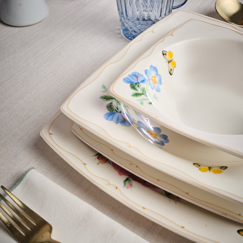 Service de table Karaca Square Bone Velora 53 pièces pour 12 personnes