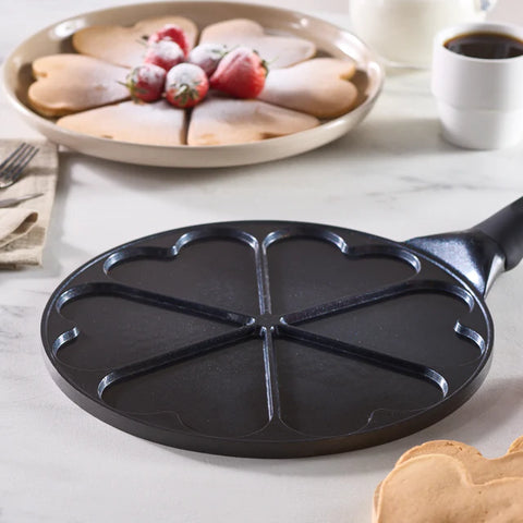 Poêle à pancakes en céramique antiadhésive à induction Karaca Fluffy Love, 26 cm, noire