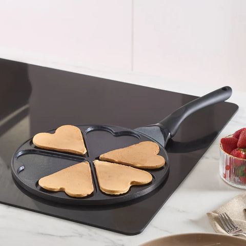 Poêle à pancakes en céramique antiadhésive à induction Karaca Fluffy Love, 26 cm, noire