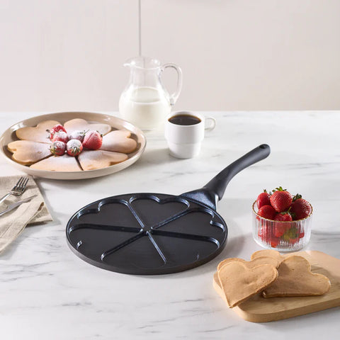 Poêle à pancakes en céramique antiadhésive à induction Karaca Fluffy Love, 26 cm, noire