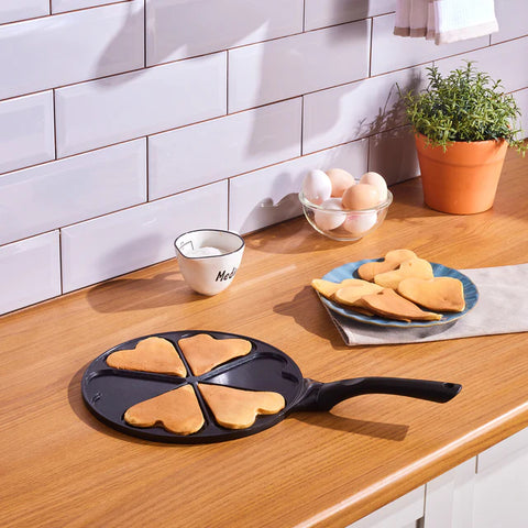 Poêle à pancakes en céramique antiadhésive à induction Karaca Fluffy Love, 26 cm, noire