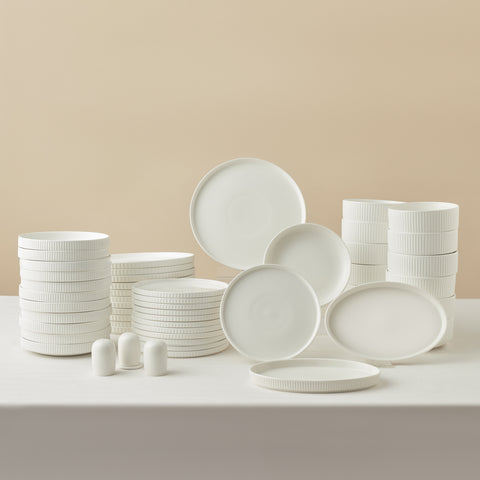 Karaca Forever Bone Pablito Service De Table 53 Pièces Pour 12 Personnes, Blanc