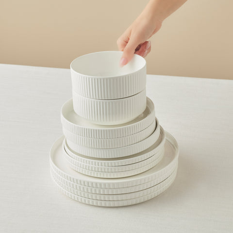 Karaca Forever Bone Pablito Service De Table 53 Pièces Pour 12 Personnes, Blanc