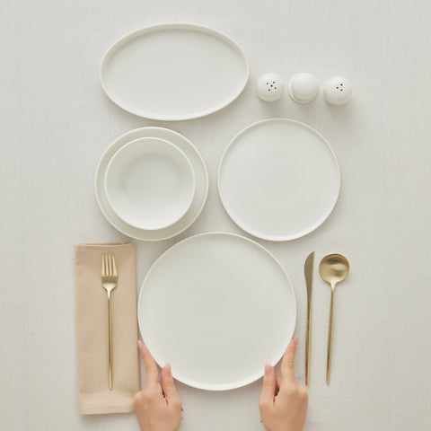 Karaca Forever Bone Pablito Service De Table 53 Pièces Pour 12 Personnes, Blanc