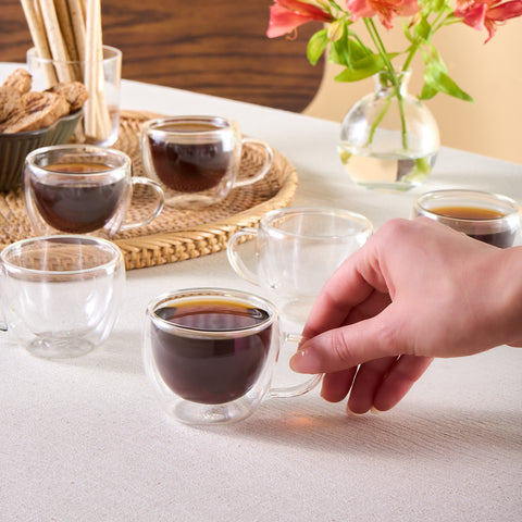 Ensemble de 6 tasses à café turques en verre à double paroi Karaca Olivia, 80 ml, transparent