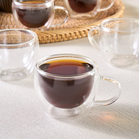 Ensemble de 6 tasses à café turques en verre à double paroi Karaca Olivia, 80 ml, transparent